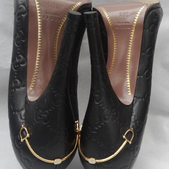 GUCCI GG Logo Guccisima Monogram Pumps Peep Toe 39.5/9 US, Horsebit heel ITALY - Picture 6 of 12